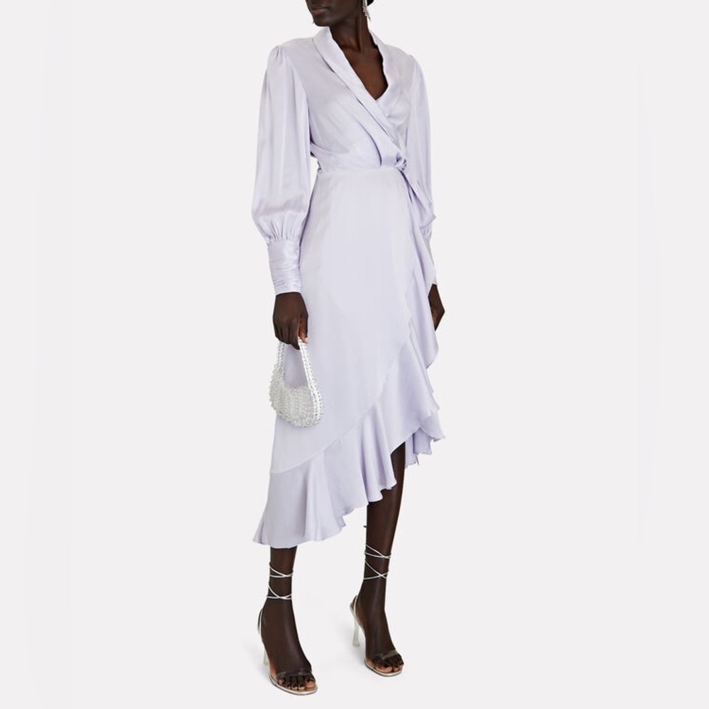 NWT medium / AUS 2 Zimmerman Silk Purple Wrap Dress Midi - Picture 3 of 15